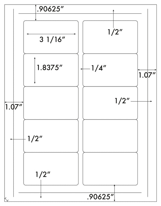 1,000 Printable White Matte VHS Video Tape Face Labels 100 Sheets 10 Labels Per Sheet
