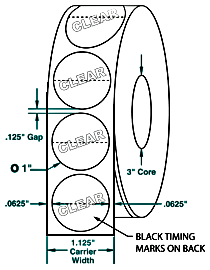 Compulabel® 910258 Wafer Tab Seals, 1 inch Diameter, Translucent with Horizontal Perf, 5,000 per Roll, Case of 50,000