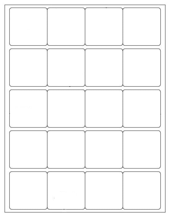 2,000 SQUARE White 2" X 2" Laser and Inkjet Printable Labels, 20 Stickers per Sheet - 100 Sheets