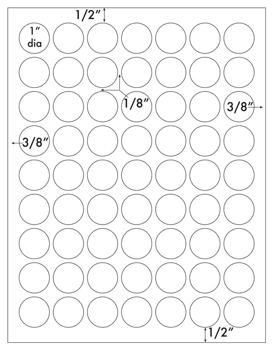 1,260  Removable Adhesive 1 inch Round White Matte Inkjet and Laser Labels, 20 Sheets
