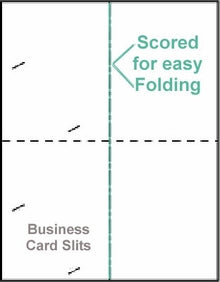 500 Note Cards with Business Card Slits, 67# White Microperf, 250 Sheets
