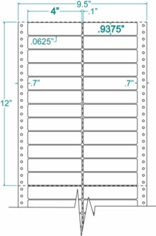 Compulabel® 120251, Two Across, With 9-1/2 inch Carrier, Label 4 x 15/16, 10 M Labels per Case