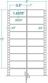 Compulabel® 120352 Two Across Pin Feed Dot Matrix Label 3-1/2 x 1-7/16, 10,000 Labels