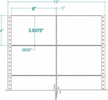 Compulabel® 120655 Two Across Pin Feed Dot Matrix Label 6 x 3-15/16  (6 x 4 )
