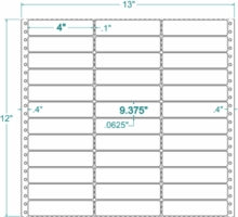 Compulabel® 130353 Three Across Pin Feed Dot Matrix Label 4 x 15/16  (4 x 1 ), 15,000 Labels
