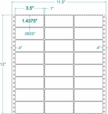 Compulabel® 130408 Three Across Pin Feed Dot Matrix Label 3-1/2 x 1-7/16  (3-1/2 x 1-1/2 )
