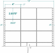 Compulabel® 130555 Three Across Pin Feed Dot Matrix Label 4 x 2-15/16  (4 x 3 ) 7,500 Labels per Box