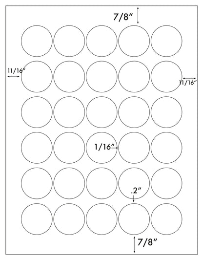 3,000 Laser Only Semi Gloss White Labels, 1-3/8" Round Stickers, 100 Sheets with 30 Labels per Sheet