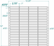 40,000 Compulabel® 140106 Continuous Form Labels 2-3/4 x 7/16, 4 Across, perforated vertically between labels