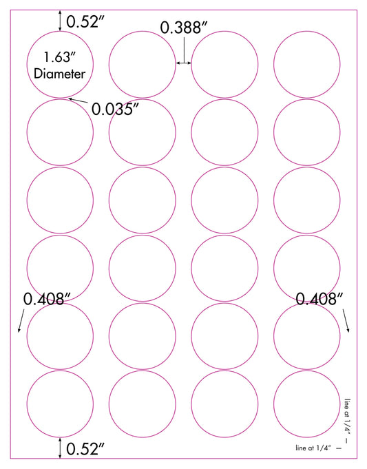 2,400 Vinyl WeatherProof - WaterProof Durable White Laser ONLY Round Labels, 1-5/8 inch Diameter, 24 Labels per Sheet Avery® 5293 Template  - 100 Sheets