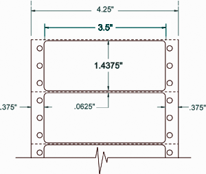 Compulabel® 170403 Dot Matrix or Impact, Continuous, Latex Impregnated  3-1/2 x 1-7/16 Tape Reel Labels, Perforated Between Labels