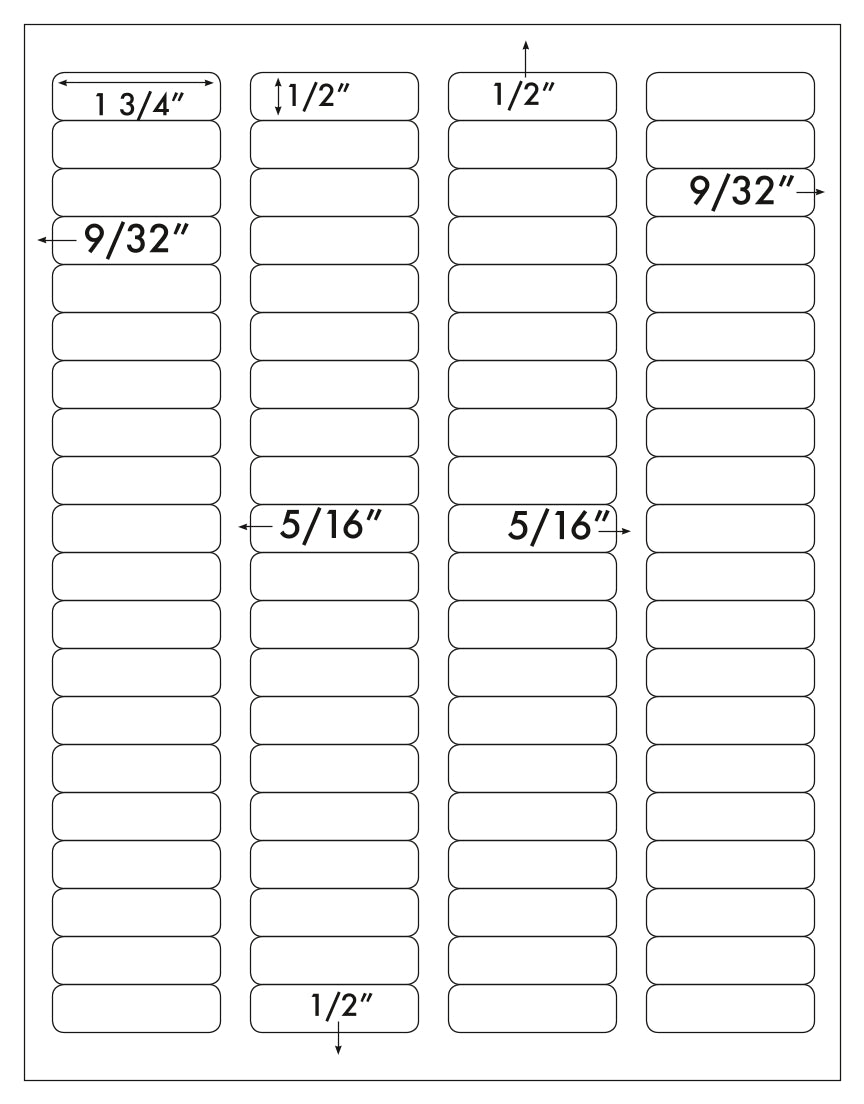 1,600 White Laser ONLY Glossy Return Address Labels, 1-3/4" x 1/2", 80 per Sheet, 20 Sheets use Avery® 5167 Template
