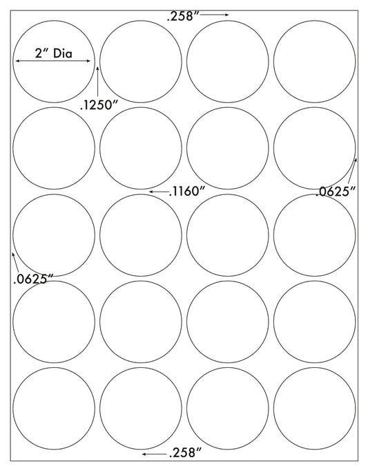 400 Round 2 inch Diameter Fluorescent Neon Red Laser Only Labels, 20 Sheets with 20 Labels per Sheet