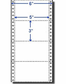 4,000 Compulabel® 210150 White, 1 Across, Continuous, Pin Feed Cards for Impact or Dot Matrix, 5 x 3