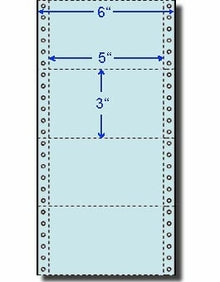 4,000 Compulabel® 210205 Blue, 1 Across, Continuous, Pin Feed Cards for Dot Matrix Printer, 5 x 3