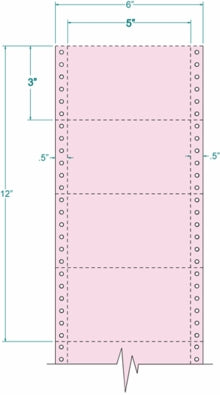 4,000 Compulabel® 210352 Pink, 1 Across, Continuous Pin Feed Index Cards, 5 x 3