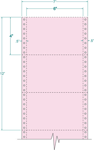 Continuous, Pin Feed Index Cards, Pink, 6 x 4 inches, use as Post Cards, File Cards, Large Index Cards
