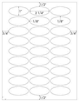 2,700 Oval Laser and Inkjet Printable Stickers, 2-1/4 x 1 with 27 Labels per sheet, 100 Sheets