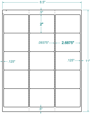 1,500 Compulabel® 311501 Non-Wrap Diskette Labels, 2-11/16 x 2  with Permanent Adhesive use Avery® 6490 Template