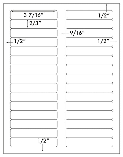 3,000 White File Folder Labels, 3-7/16 x 2/3 Label Outfitters® 313650, Permanent Adhesive, Avery® 5066, 5366, 8366 Template