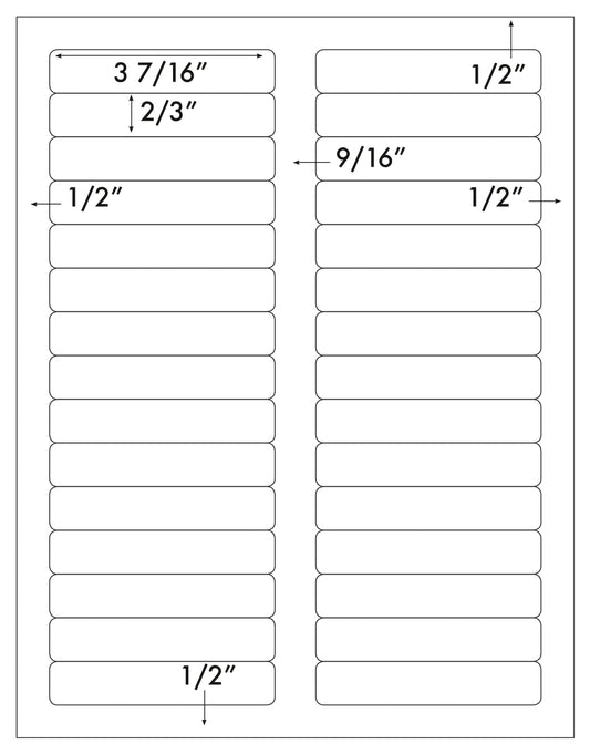 3,000 White File Folder Labels, 3-7/16 x 2/3 Label Outfitters® 313650, Permanent Adhesive, Avery® 5066, 5366, 8366 Template