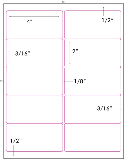 200 Silver Metallic Foil 4 x 2 inches Laser ONLY Labels use Avery® 5163 Template, 20 Sheets with 10 Labels per Sheet