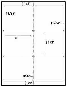 120 Brown Kraft Laser and Inkjet Labels, 4 x 3-1/3, 6 Labels per Sheet, 20 Sheets, use Avery® 5164 Template