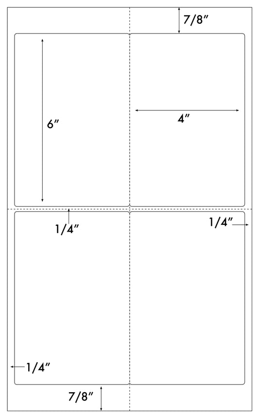 400 Label Outfitters® 4" x 6" GS1-128 Laser Semi Gloss Shipping Labels, 4 Label Per Sheet
