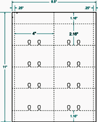 800 Compulabel® 410400 Rotary Index Card, 4 x 2.167, use Avery® 5385 Template