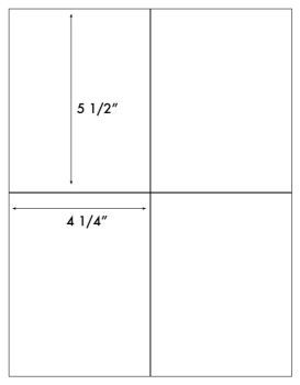 400 Brown Kraft Quarter Page Laser - Inkjet Labels, 4-1/4 x 5-1/2, 4 per Sheet, 100 Sheets