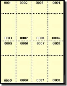 2,000  Numbered Cream Laser or Inkjet Raffle or Event Tickets with Numbered Stub 250 Sheets