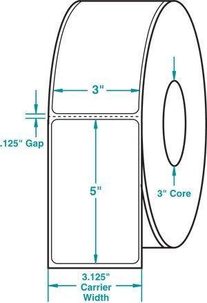 Compulabel® 510028 3 x 5 Direct Thermal Labels on a 3 inch Core, 4,000 Labels Compulabel® 510118