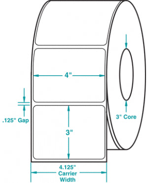 8,000 Compulabel® Direct Thermal Labels 4" x 3" on a 3 inch Core, 2,000 Labels per Roll, Compulabel® 510052