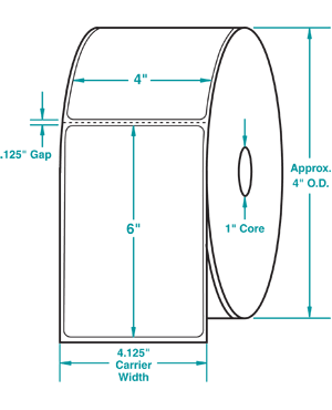 4,000 Compulabel® 530011 Direct Thermal Labels, Case of 16 Rolls, 4 x 6  1 Core, Perfed, 4,000 Labels/Carton