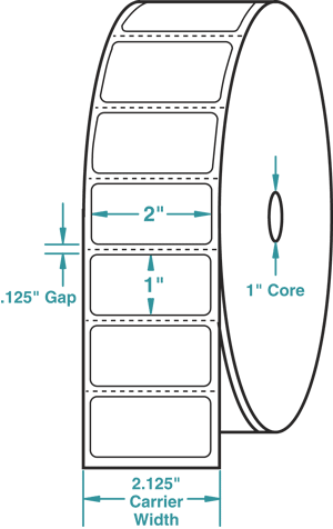 Compulabel® 530550 12 Rolls of Direct Thermal Labels - 2 x 1 inches