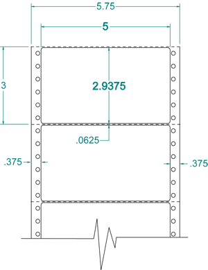 Compulabel® 162202 One Across Fluorescent Orange Continuous Pinfeed Labels, 5 x 2-15/16 (5 x 3) 2,500 per Box