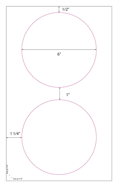 40 Large 6 inch Diameter Round White Matte Labels 20 Sheets 2 Labels per Legal Size Sheet