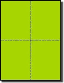 1,000 Postcards, 4.25 x 5.5, Four Cards per Sheets, Terra Green 65# Astro Bright, use Avery® 5315 Template