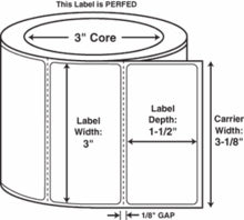 Compulabel® 620188 Thermal Transfer Labels, 3" x 1-1/2", Perfed