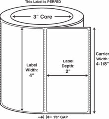Compulabel® 620460 Thermal Transfer Labels, 4 x 2, Perfed