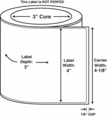 4,800 Compulabel® 620651 White Thermal Transfer Labels, 4 x 5, Perfed, Wound Out