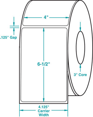 3,600 Compulabel® 620807 4 x 6-1/2 Thermal Transfer Labels , 4 Rolls
