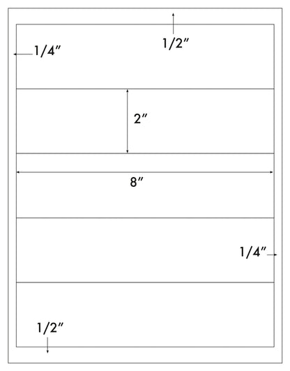 500 Label Outfitters® Large White Matte Labels 8" x 2" inches 5 Labels per Sheet 100 Sheets