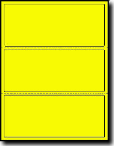 300 Large Fluorescent Yellow Labels, 8 x 3-1/3, 3 Labels per Sheet, 100 Sheets Laser Printers Only