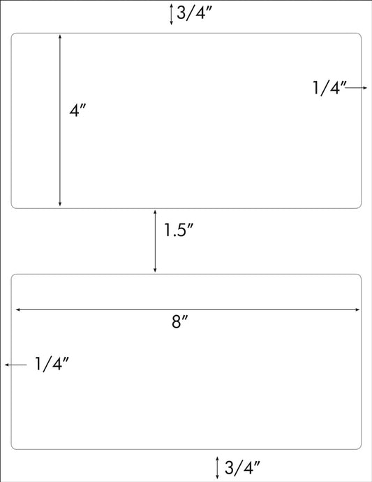 40 Large White Matte Labels 8" x 4" inches 2 Labels Per Sheet 20 Sheets