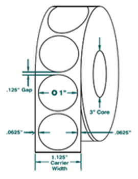 Compulabel® 910056 Wafer Tab Seals, 1 inch Diameter White, 5,000 per Roll, Non-Perfed, 50,000 / Case