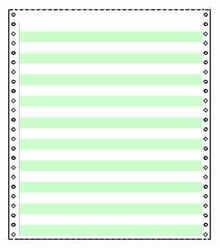 2,700 Sheets 9.5 x 11 One Part - One Ply, 1/2 inch Green Bar 20 Pound Heavy Weight Continuous Stock Computer Paper, No Side Perforations
