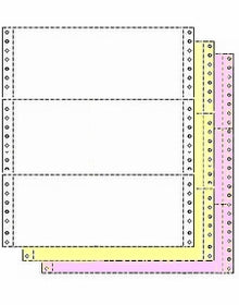 3,150 Sets - 9-1/2" x 3-2/3" Continuous Pinfeed Computer Paper, 3 Part, White, Canary, Pink 1/2" Perf Right and Left