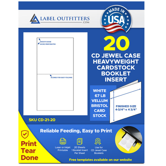 20 Printable Jewel Case Mini Booklets White 67# Cardstock 20 Sheets