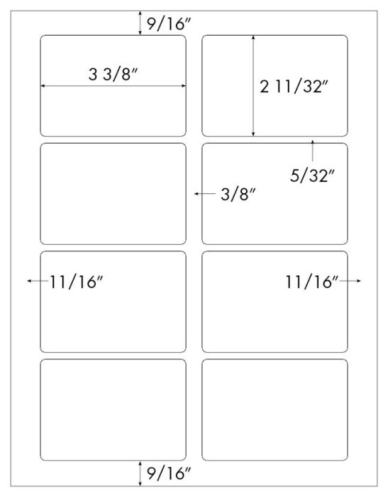 160  Name Badge Labels, 3.375 x 2.33 - White Matte 20 Sheets